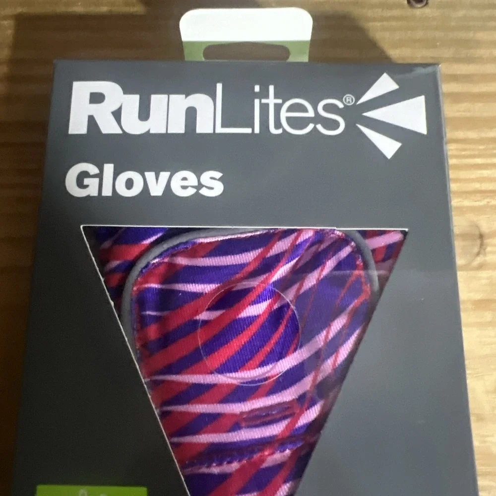 RunLites Pink Purple Striped Half Finger‎ Running Glove Size XS With Lights